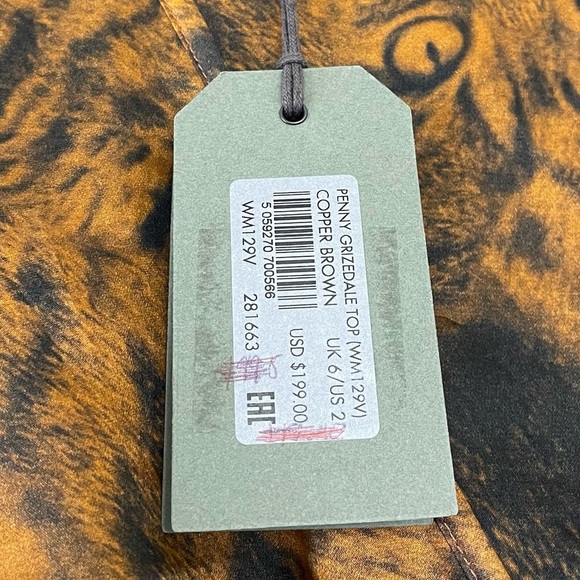 ALLSAINTS Penny Grizedale Cat Print Wrap Front Blouse - Picture 5 of 12